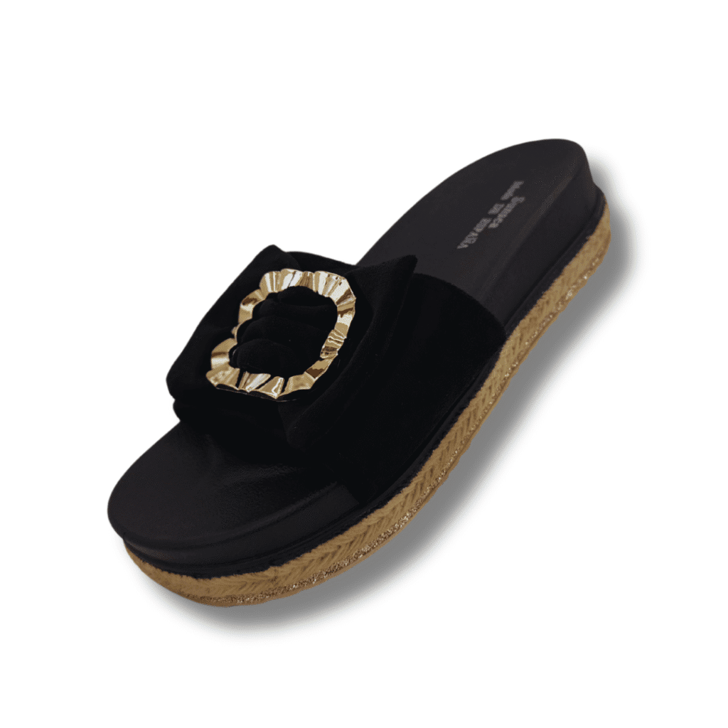 Sandalias con Círculo Dorado negro