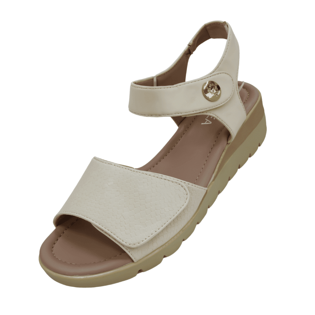 sandalias cuña mujer estilo coreano color beige