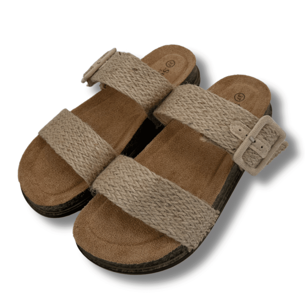 sandalias de dos palas color beige