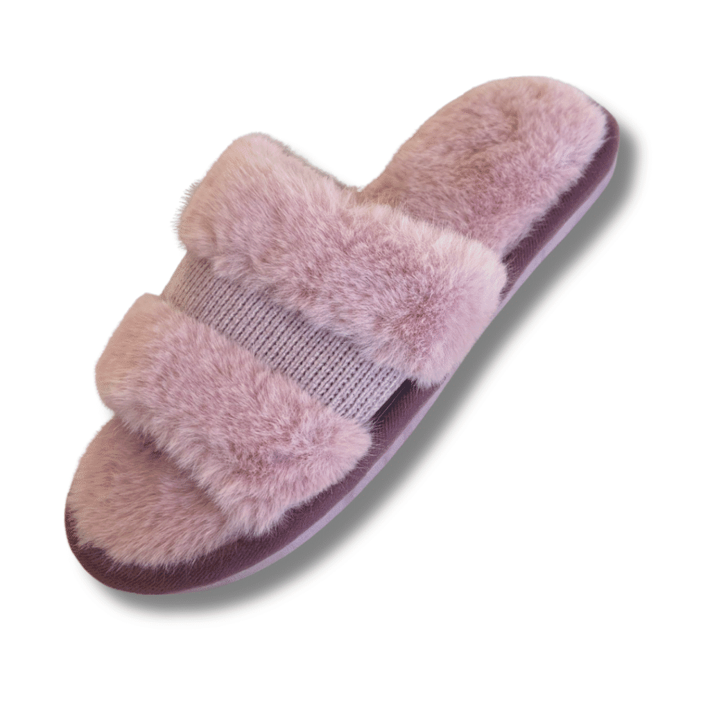 zapatillas de casa de pelito abierto lila