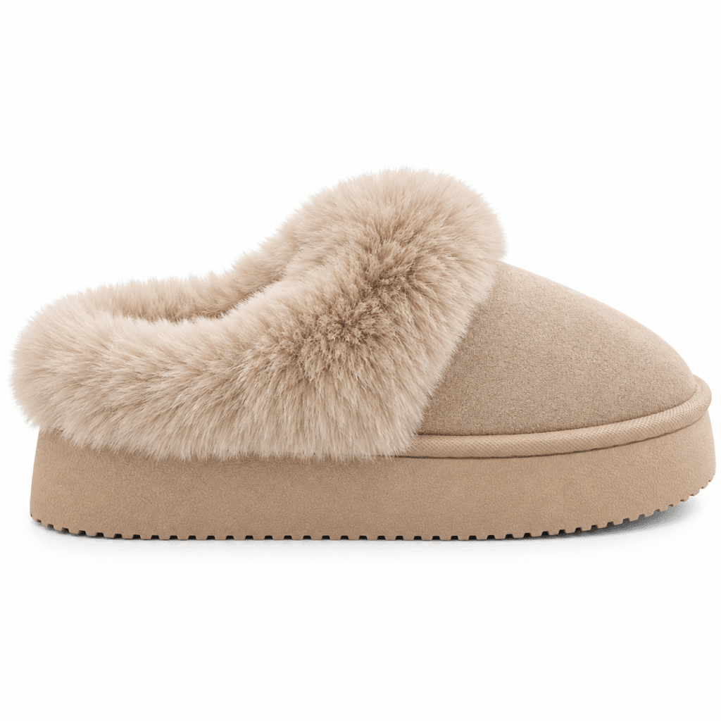 Zapatillas de casa mujer con pelo beige JFS001 vista lateral