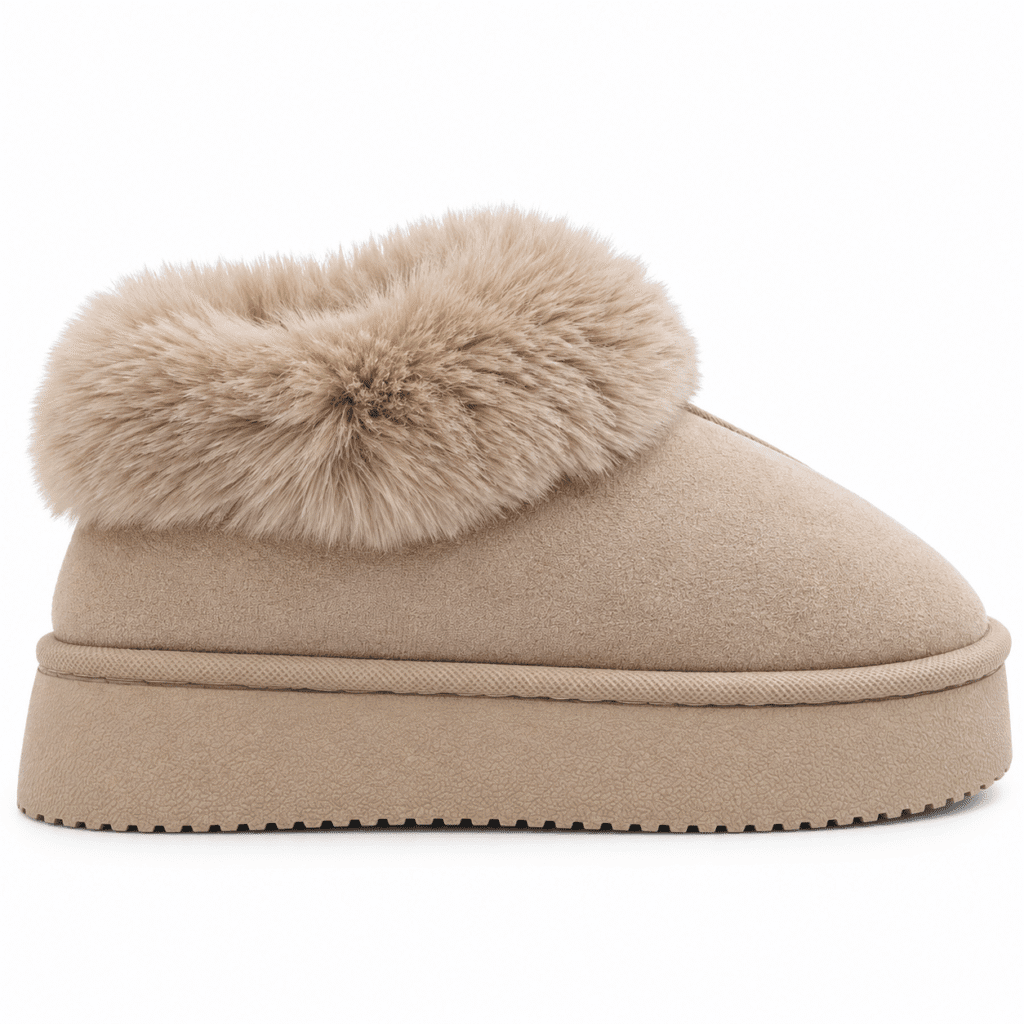 Zapatillas de casa mujer con plataforma beige JFS004 vista lateral